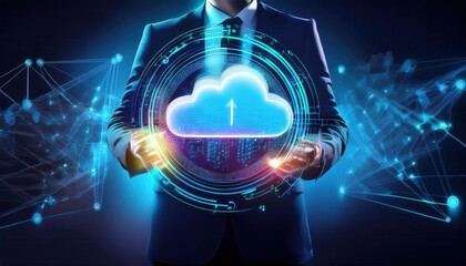 Fototapeta premium Firefly Futuristic Financial Cloud with AIBased Transaction Optimization