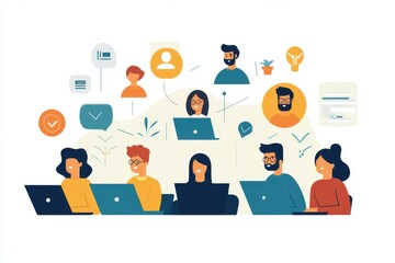 Team of professionals having a virtual meeting from different locations, connectivity