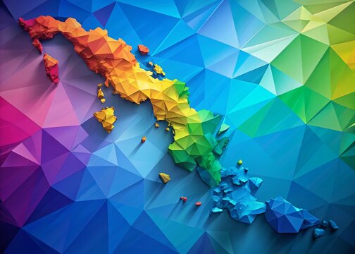 Low Poly Palawan Island Maps: Geometric Mosaic Infographic Design