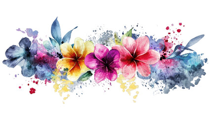 Colorful watercolor flowers with transparent background creating stunning visual