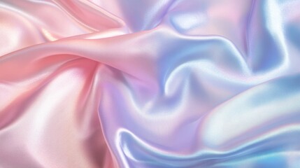 Fototapeta premium Soft iridescent fabric in pastel colors creates a dreamy, elegant texture perfect for luxurious design projects.