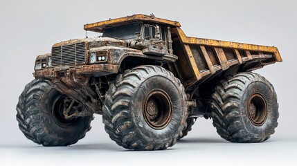 Obraz premium Heavily weathered and rusted dump truck showcasing its robust design