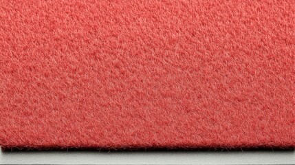 Fototapeta premium Close-up of a textured coral fabric, showcasing its soft fibers and color.