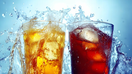 Refreshing iced drinks splash, summer