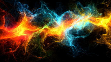 Abstract energy flow, vibrant colors, dark background, design element