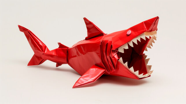 Red Origami Shark Model