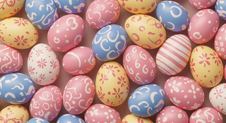 Seamless pastel Easter egg pattern background for greeting cards, packaging, digital designs, and festive decorations