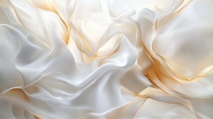 Fototapeta premium Soft, flowing white silk fabric with delicate folds and a subtle sheen, creating an elegant and serene atmosphere.