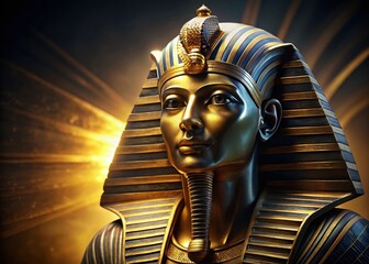 Majestic Golden Pharaoh: Abstract Egyptian Royalty, Power & Mystique Stock Photo