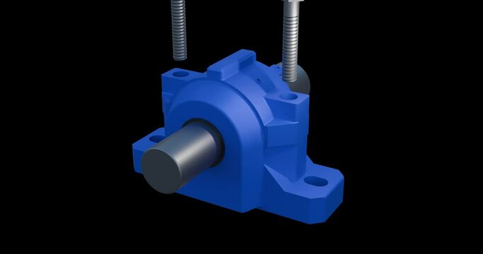 Pillow Block Bearing Assembly; Mechanical Rotating Machinery: Tapered Spherical Bearing with Labyrinth seal animation