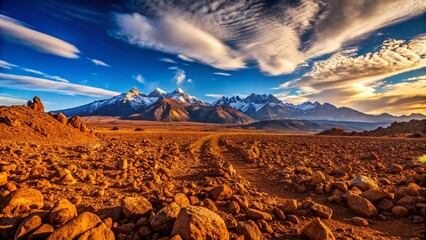 Majestic Mountain Vista: Rocky Terrain Under a Brilliant Sky