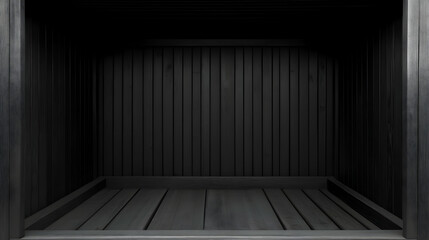 Empty dark wood shelf, interior space, background, product display