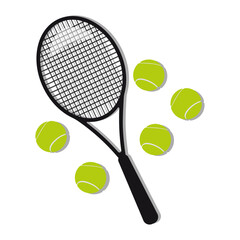 tennis racket and balls vector