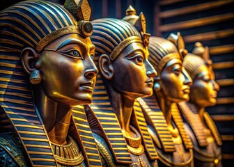 Obraz premium Majestic Row of Ancient Egyptian Pharaoh Busts with Cobra Headresses - Stock Photo