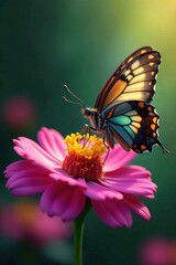 Fototapeta premium Elf butterfly sipping nectar from colorful flower, butterfly, sweet, colorful