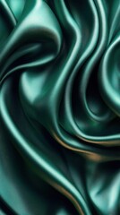 Obraz premium Turquoise and Green Silk Fabric with Draped Texture Shiny Smooth Abstract Design