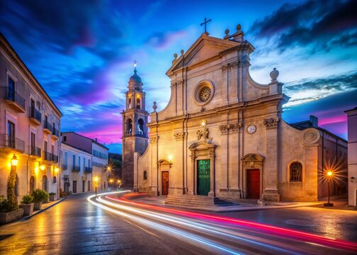 Mesagne, Puglia, Italy: Long Exposure Night Photography of Chiesa Madre