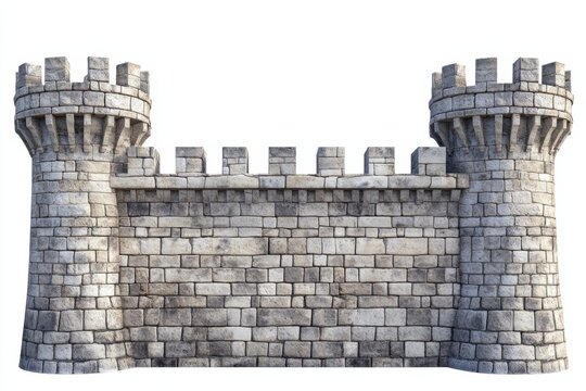 Stone castle wall section, isolated, fantasy, game design