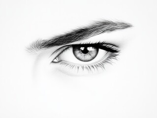 Fototapeta premium Intense black and white close-up of human eye with high contrast and sharp details creating a striking and dramatic effect in artistic monochrome portrait photography