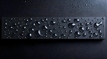 Dark background, water drops on black surface, banner