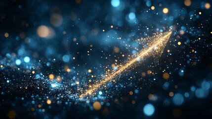 Upward arrow with glowing particles symbolizing business growth and success.