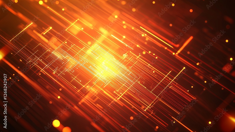 Wall mural abstract coding concept with glowing lines and symbols, symbolizing innovation and digital transform
