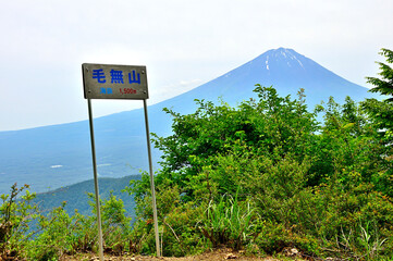 御坂山地の毛無山山頂より　初夏の頃の富士山

