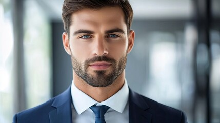 Fototapeta premium Confident business professional in formal attire, embodying leadership and professionalism.