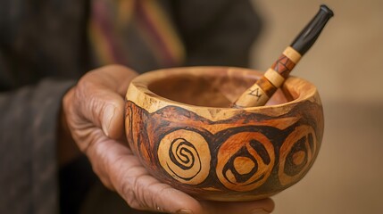 Handcrafted Wooden Bowl and Pipe: Indigenous Art