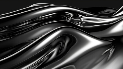 Fototapeta premium Sleek black waves create smooth, flowing texture, evoking sense of elegance and modernity. shiny surface reflects light, enhancing visual appeal