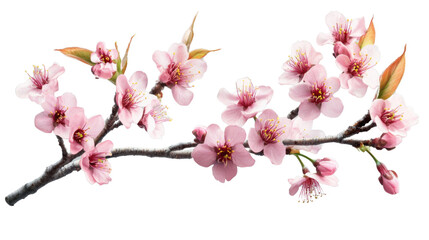 Obraz premium Blooming cherry blossom branch on transparent background
