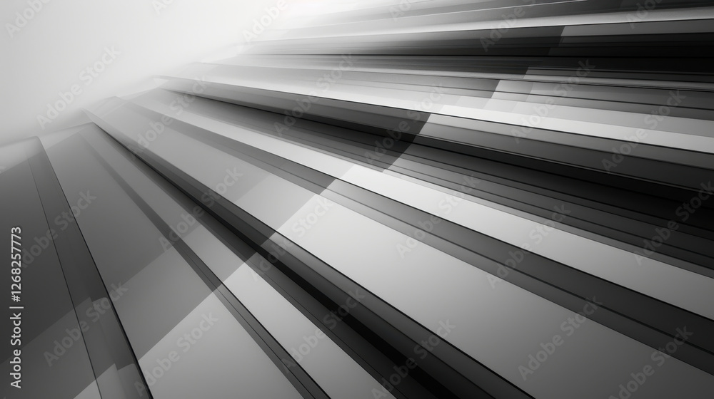 Poster sleek abstract design featuring layered black and gray lines creating depth and movement. ideal for 