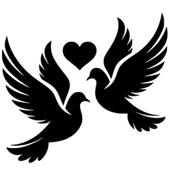 Romantic dove silhouette