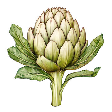 artichoke plant watercolor style on white clip art preview
