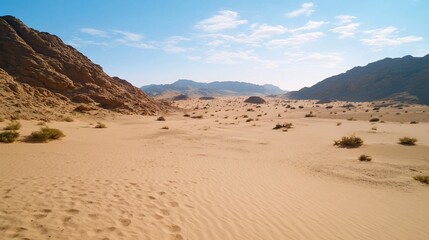 Desert landscape, rocky mountains, sunny day, travel