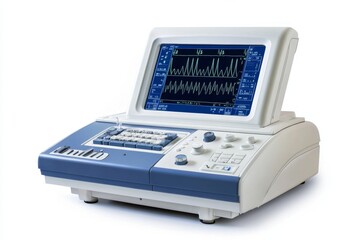Portable ECG displaying heart rhythm, isolated, healthcare, diagnostic