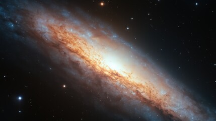 Fototapeta premium Cosmic Spiral Galaxy In Orange And Blue Hues and keywords galaxy, spiral galaxy, space, cosmos, star