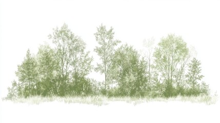 Fototapeta premium Forest edge illustration, light green tones, soft focus, use as wallpaper