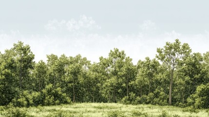 Obraz premium Lush forest edge on a bright day. Possible use Nature wallpaper