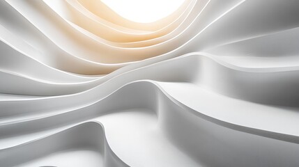 Abstract white waves creating a serene atmosphere with soft lighting, suggesting tranquility and calmness
