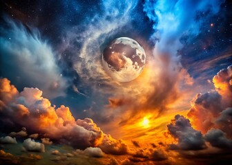 Panoramic Night Sky Time Lapse: Moon Hidden by Dramatic Clouds