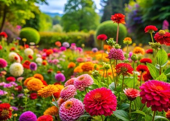 Panoramic Organic Flower Garden Pattern Backdrop - Vibrant Floral Design