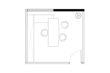 Modern Office Manager Room Layout &ndash; 2D Vector Interior Design. 2