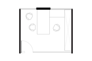 Modern Office Manager Room Layout – 2D Vector Interior Design. 3