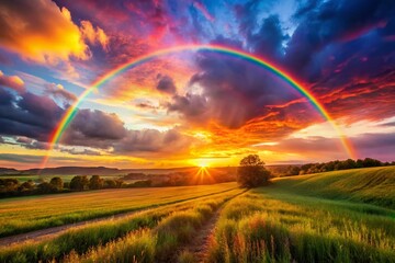 Obraz premium Panoramic Rainbow Prism Overlay Background: Magical Light Spectrum for Design