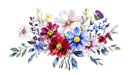 Obraz premium Watercolor floral bouquet blooming with elegance on transparent background