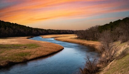 Fototapeta premium The River's Whisper: Following the Meandering Paths of Water Through Nature's Ever-Changing Sceneries
