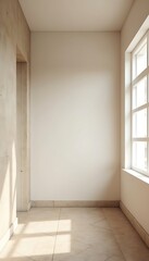 Generative AI Interior, Minimalist Empty Room with Window and Neutral Colors