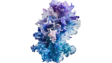 Fototapeta premium Colorful ink mixing in water creating abstract shapes with transparent background