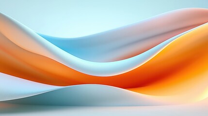 Obraz premium Abstract Waves of Blue Orange and White